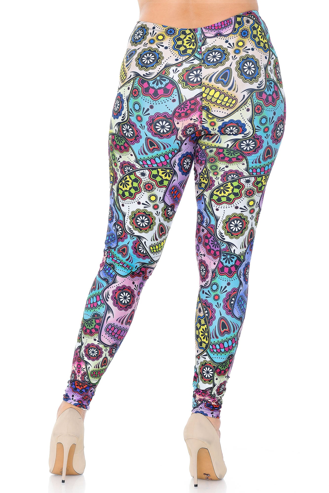 Wholesale Creamy Soft Sugar Skull Plus Size Leggings - USA Fashion