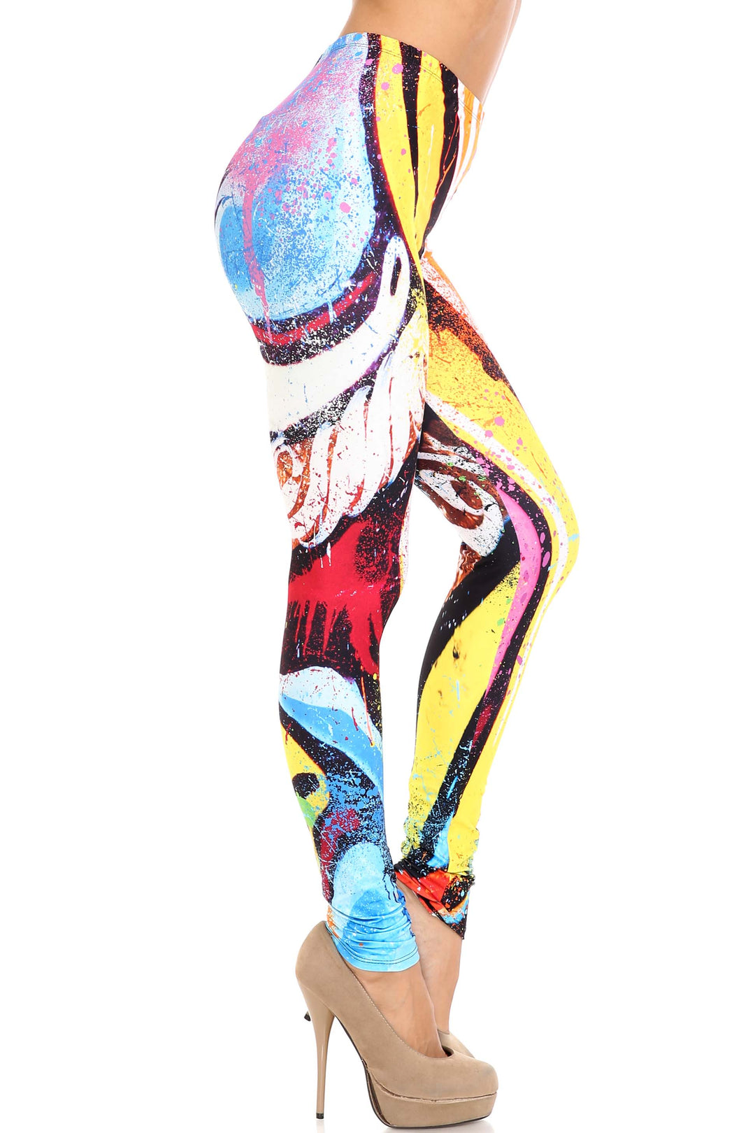 Wholesale Creamy Soft Colorful Paint Strokes Plus Size Leggings - USA Fashion