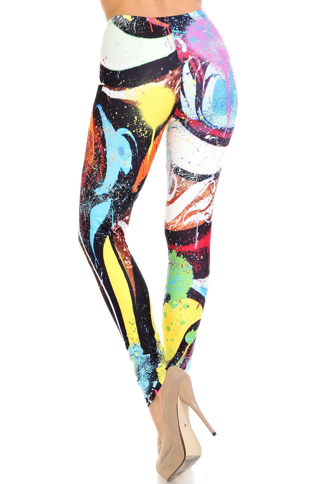 Wholesale Creamy Soft Colorful Paint Strokes Plus Size Leggings - USA Fashion