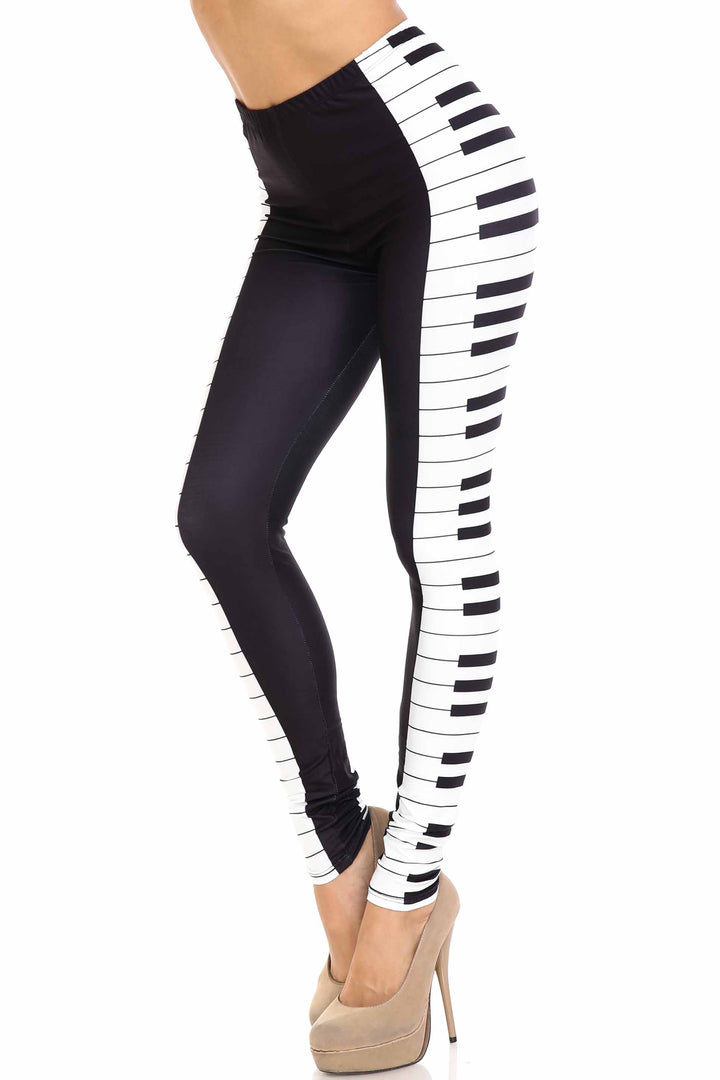 Wholesale Creamy Soft Keys of the Piano Plus Size Leggings - USA Fashion