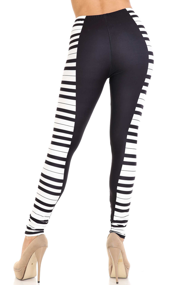 Wholesale Creamy Soft Keys of the Piano Plus Size Leggings - USA Fashion
