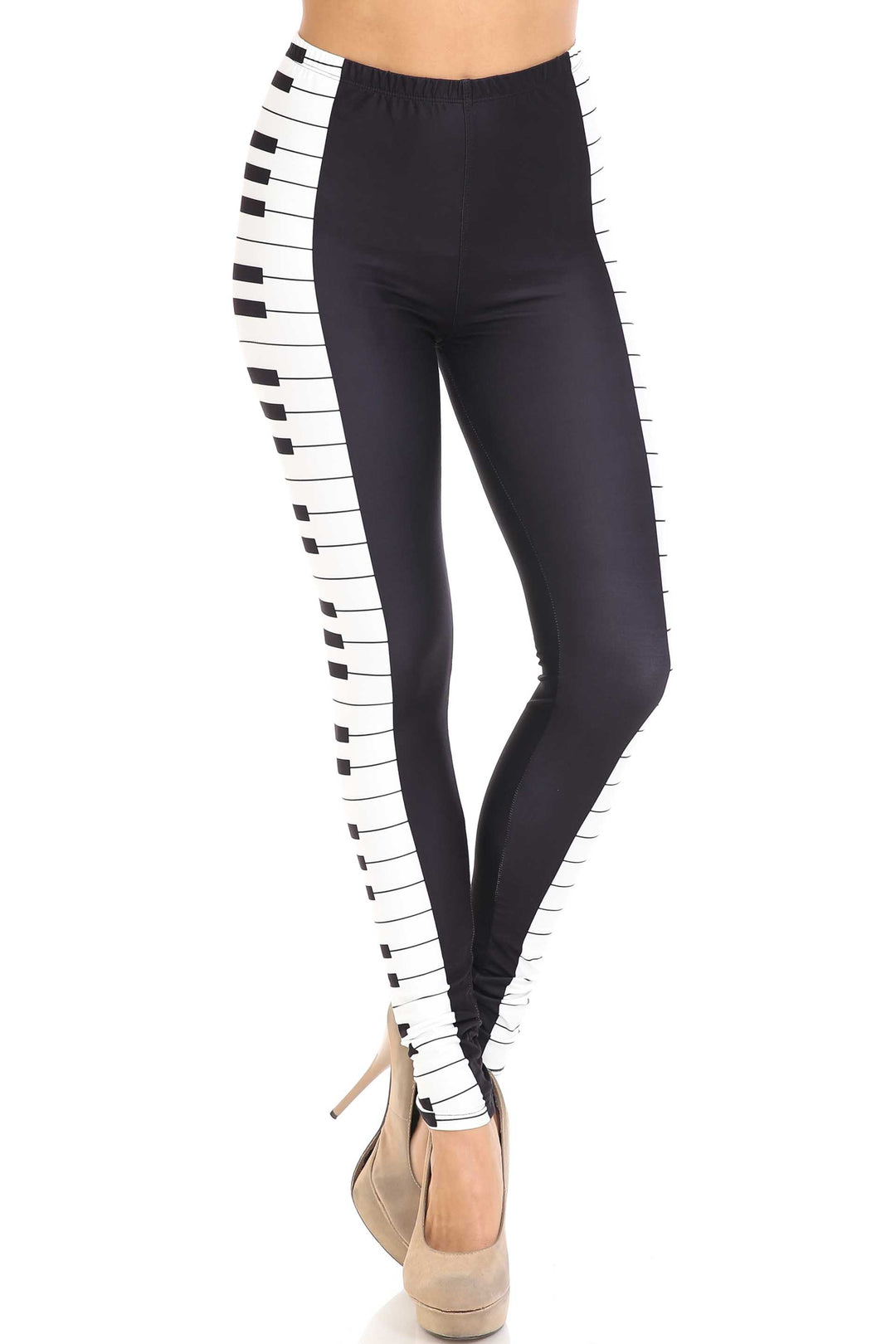 Wholesale Creamy Soft Keys of the Piano Plus Size Leggings - USA Fashion