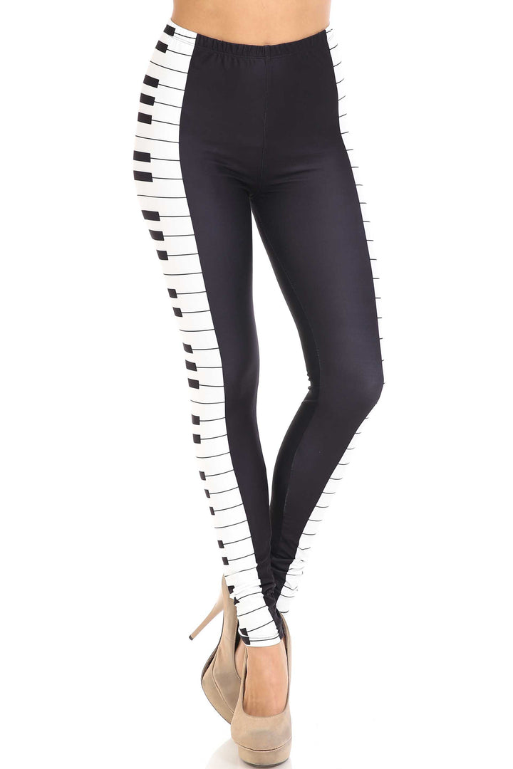 Wholesale Creamy Soft Keys of the Piano Plus Size Leggings - USA Fashion