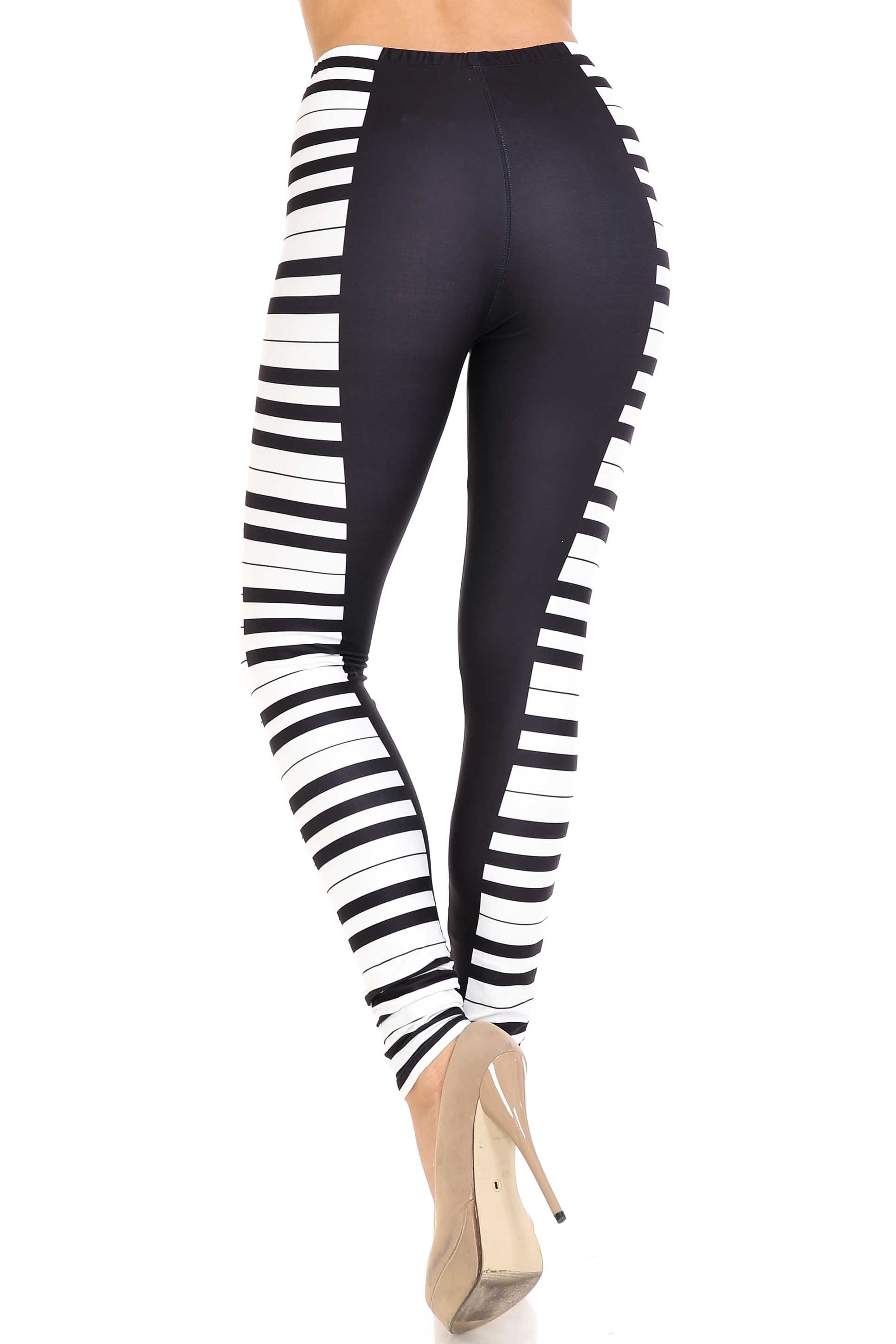 Wholesale Creamy Soft Keys of the Piano Plus Size Leggings - USA Fashion