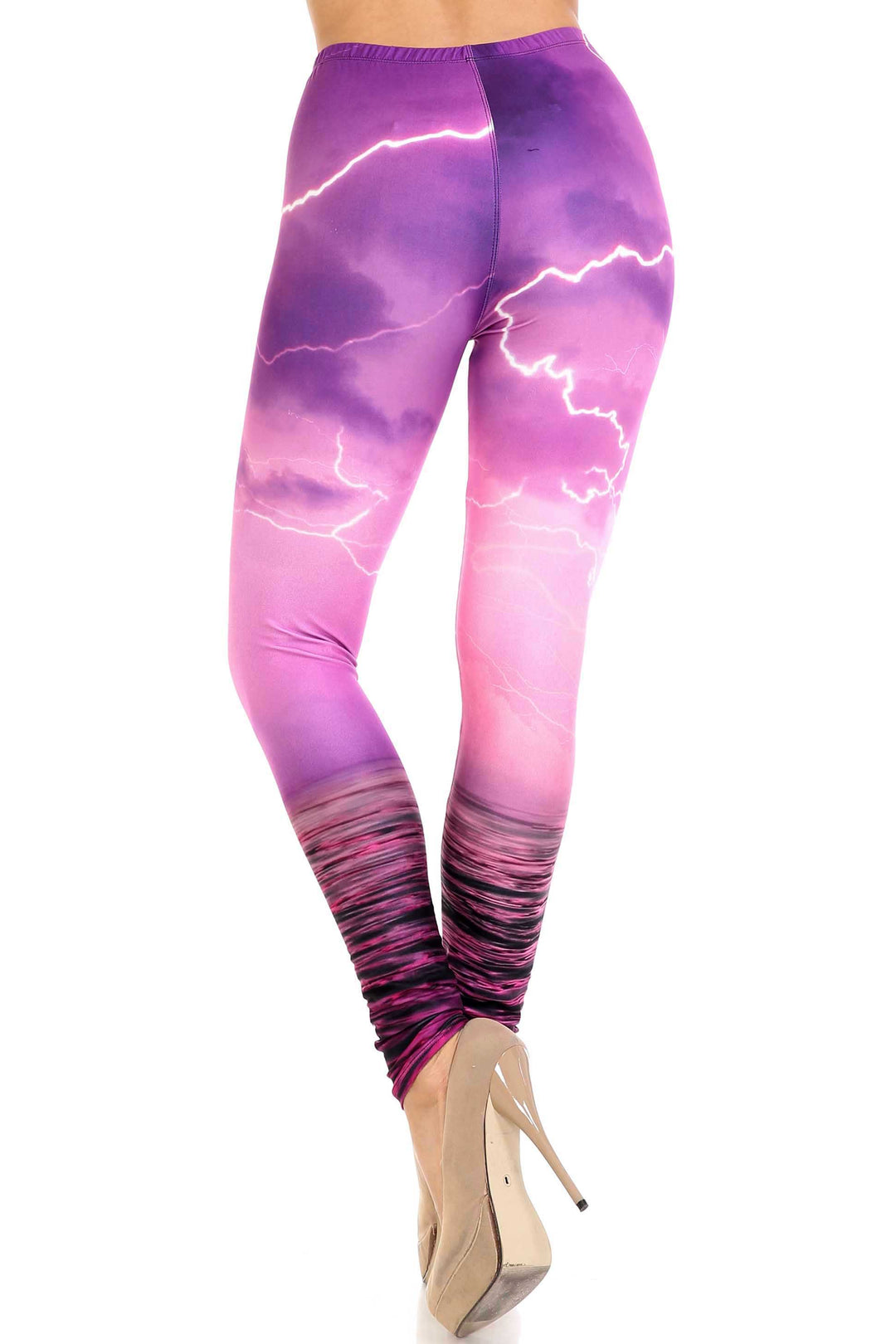 Wholesale Creamy Soft Pink Lightning Storm Plus Size Leggings - USA Fashion