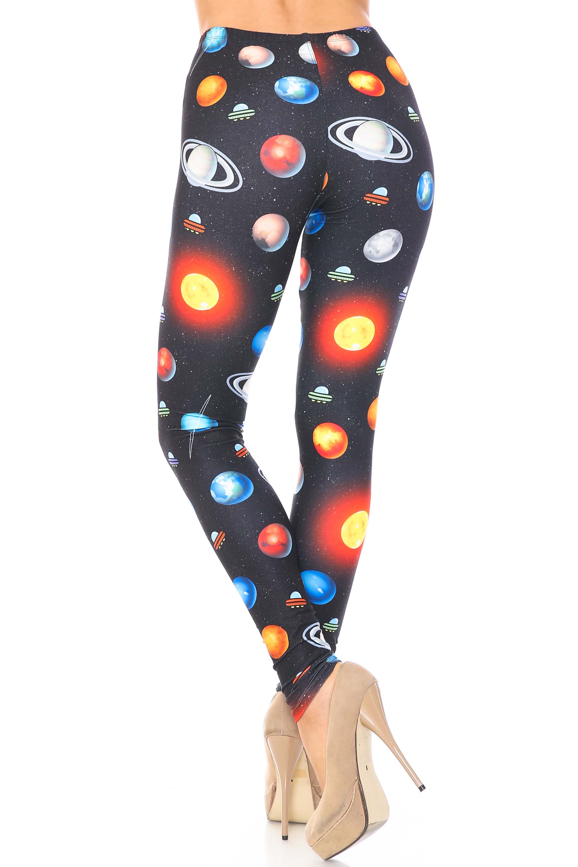 Wholesale Creamy Soft Galaxy Planets Plus Size Leggings - USA Fashion