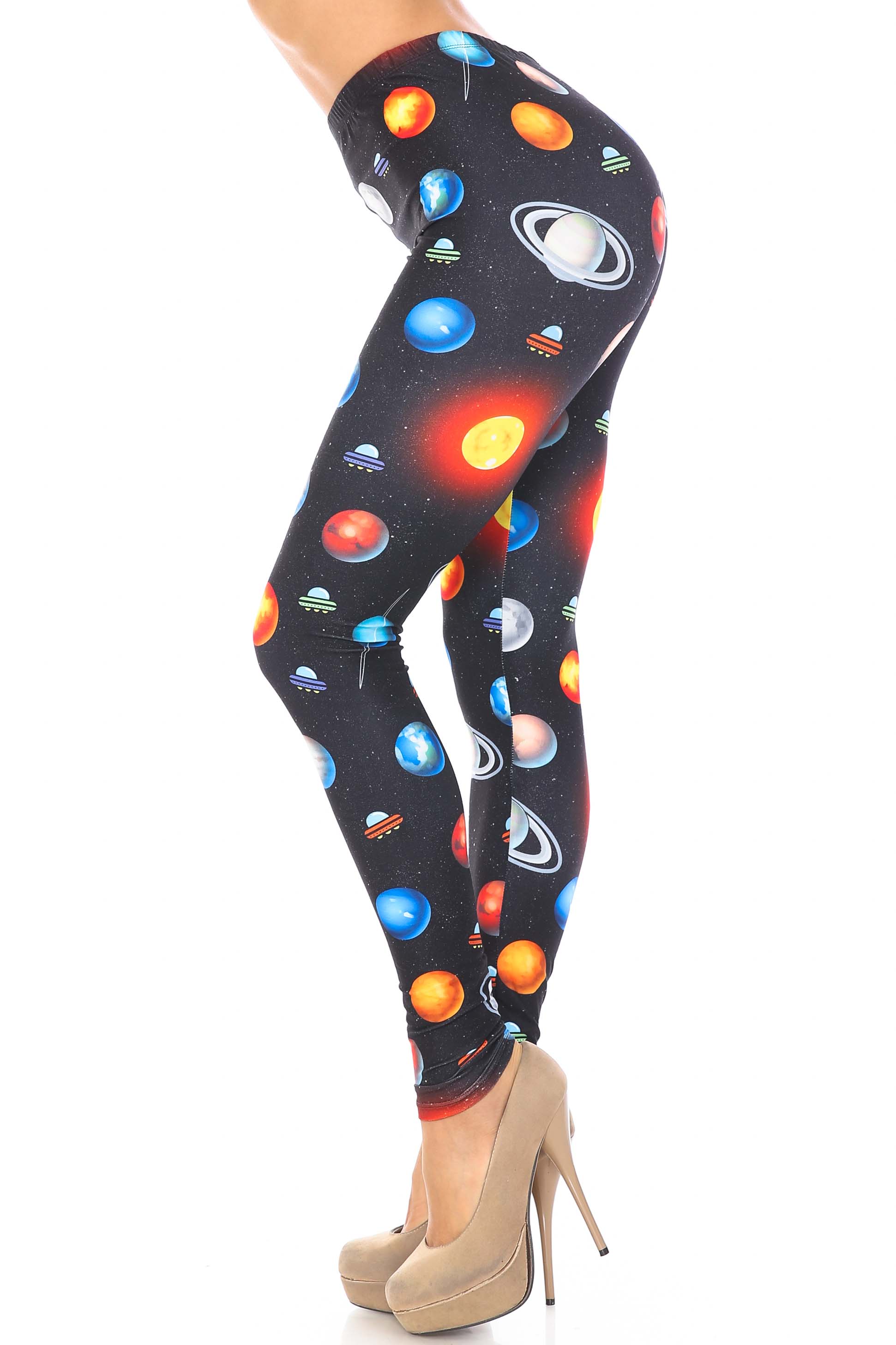 Wholesale Creamy Soft Galaxy Planets Plus Size Leggings - USA Fashion