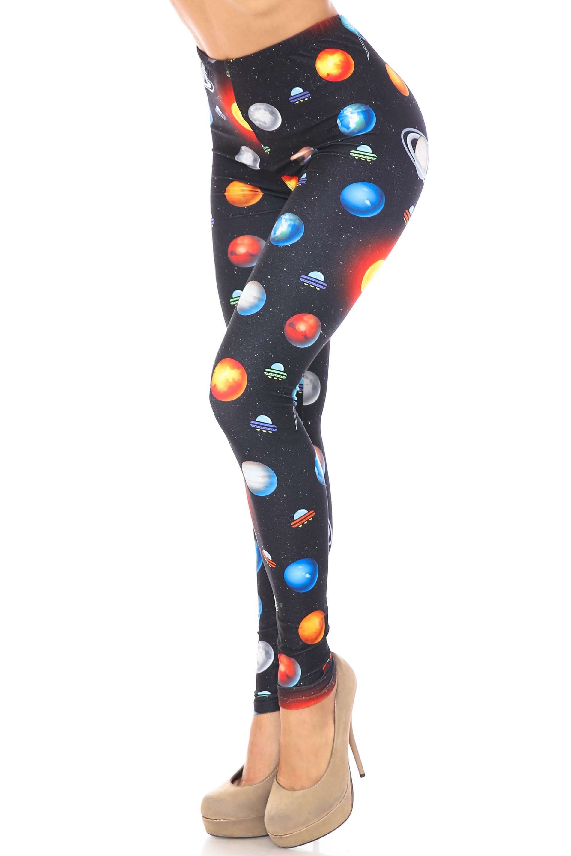 Wholesale Creamy Soft Galaxy Planets Plus Size Leggings - USA Fashion