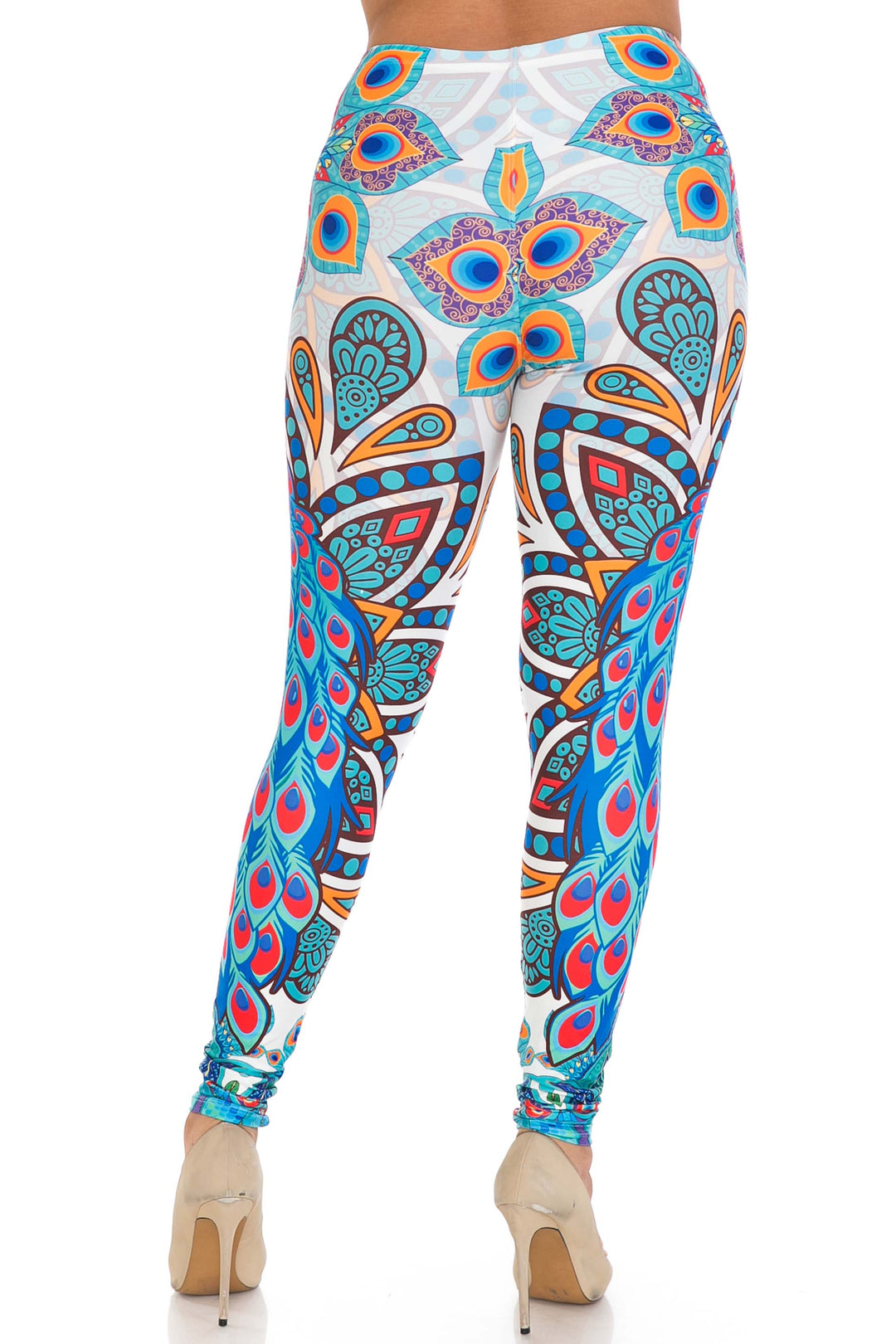 Wholesale Creamy Soft Pristine Peacock Plus Size Leggings - By USA Fashion
