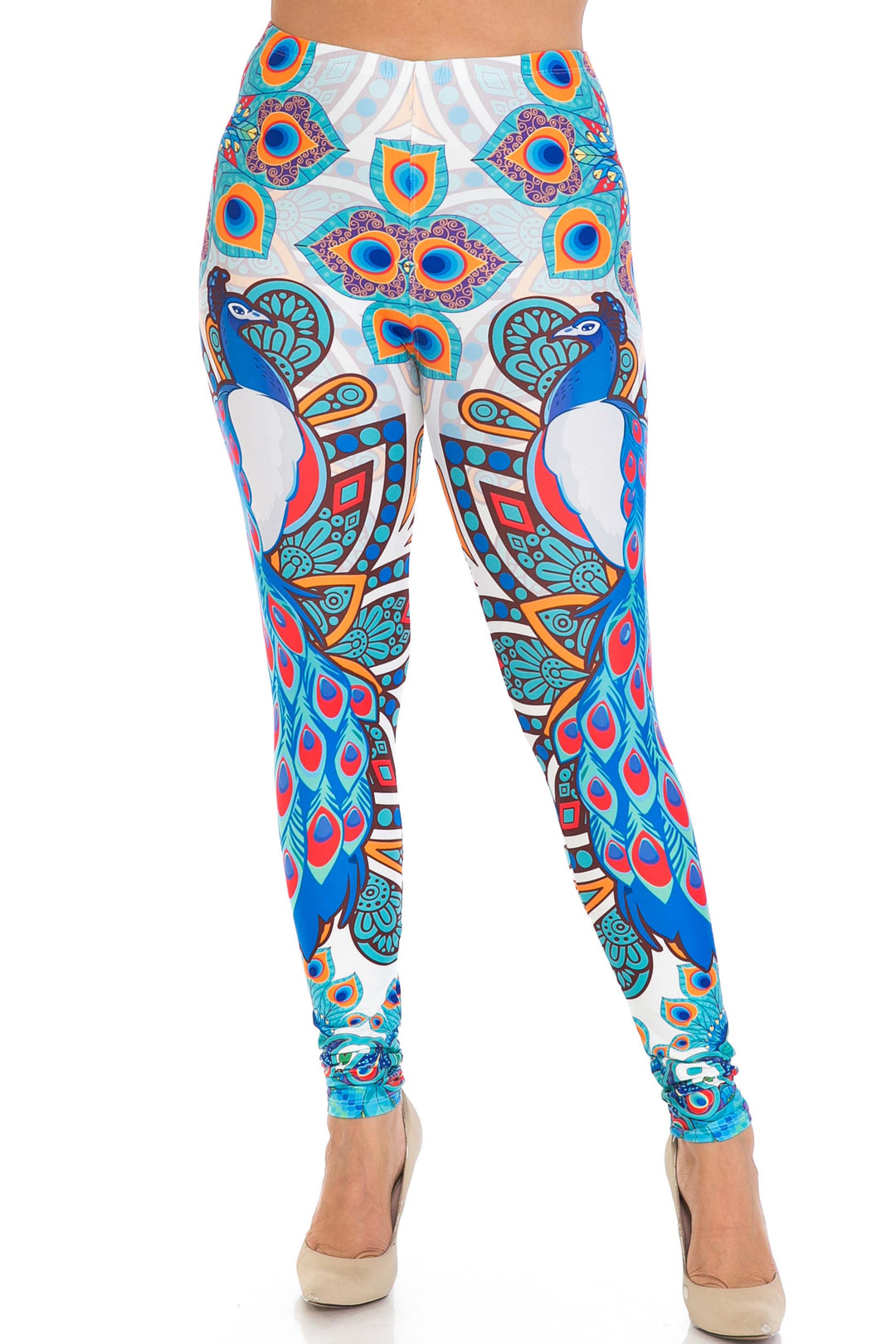 Wholesale Creamy Soft Pristine Peacock Plus Size Leggings - By USA Fashion