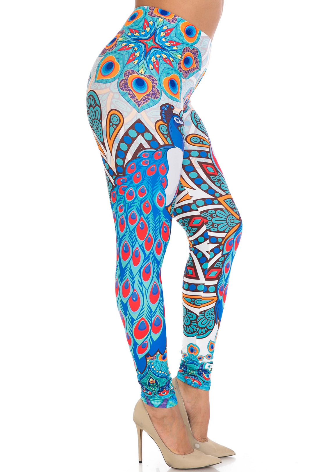Wholesale Creamy Soft Pristine Peacock Plus Size Leggings - By USA Fashion