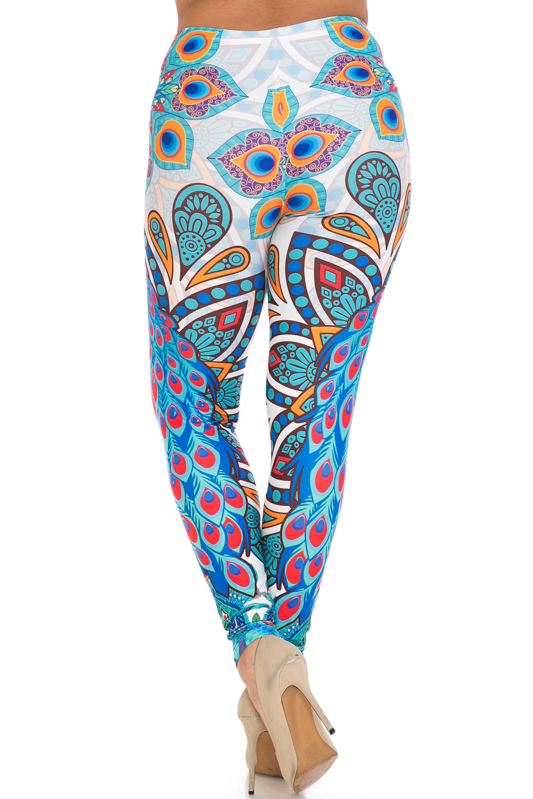 Wholesale Creamy Soft Pristine Peacock Plus Size Leggings - By USA Fashion