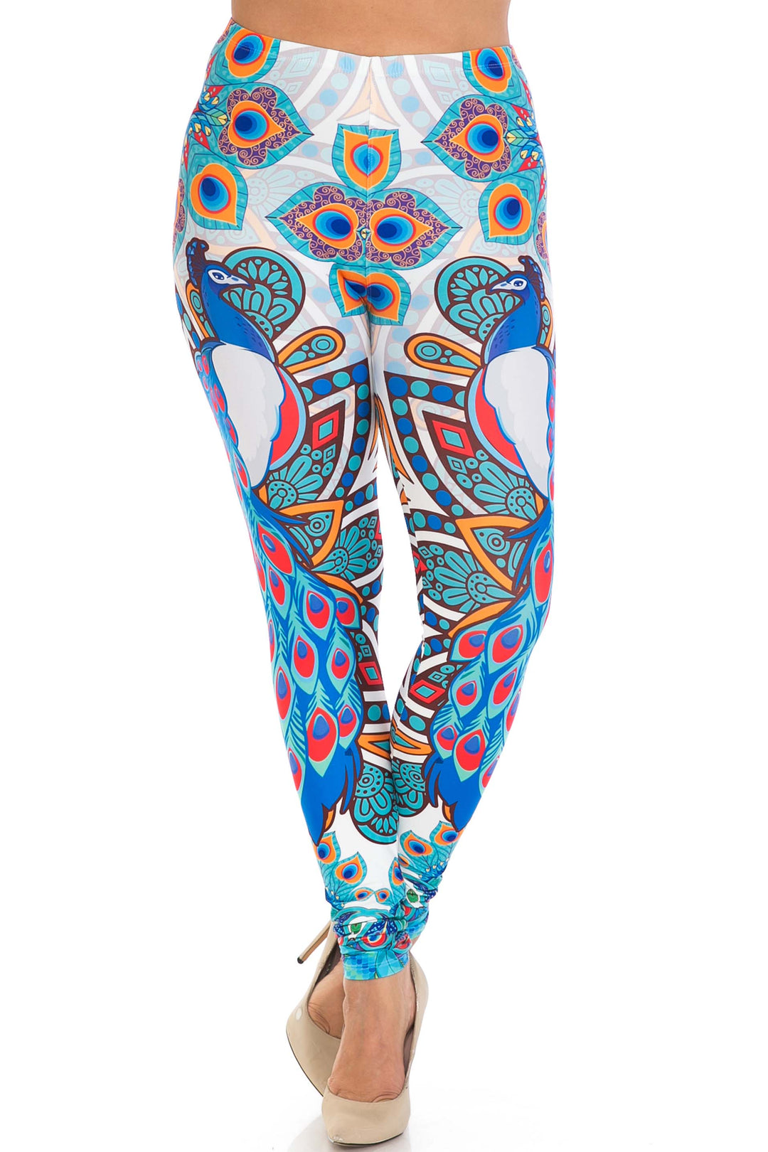 Wholesale Creamy Soft Pristine Peacock Plus Size Leggings - By USA Fashion