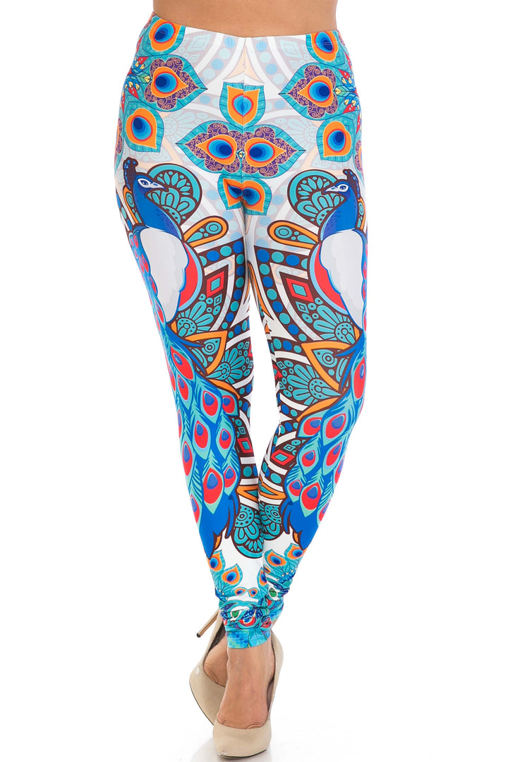 Wholesale Creamy Soft Pristine Peacock Plus Size Leggings - By USA Fashion
