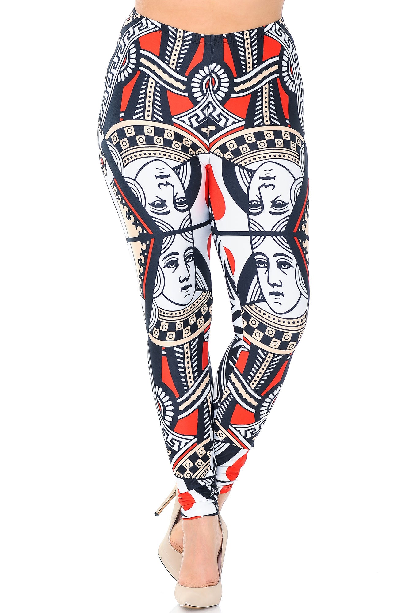 Wholesale Creamy Soft Queen of Hearts Plus Size Leggings - USA Fashion