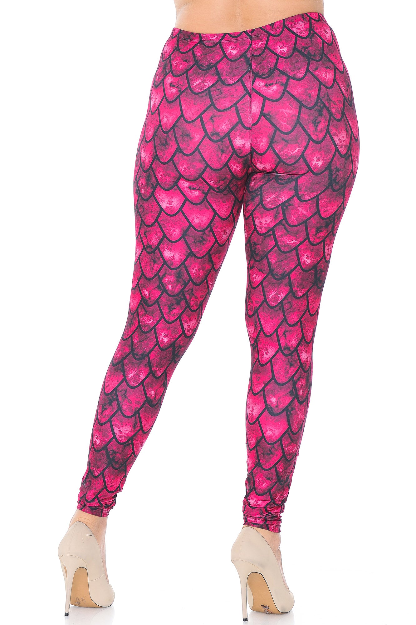 Wholesale Creamy Soft Red Scale Plus Size Leggings - USA Fashion