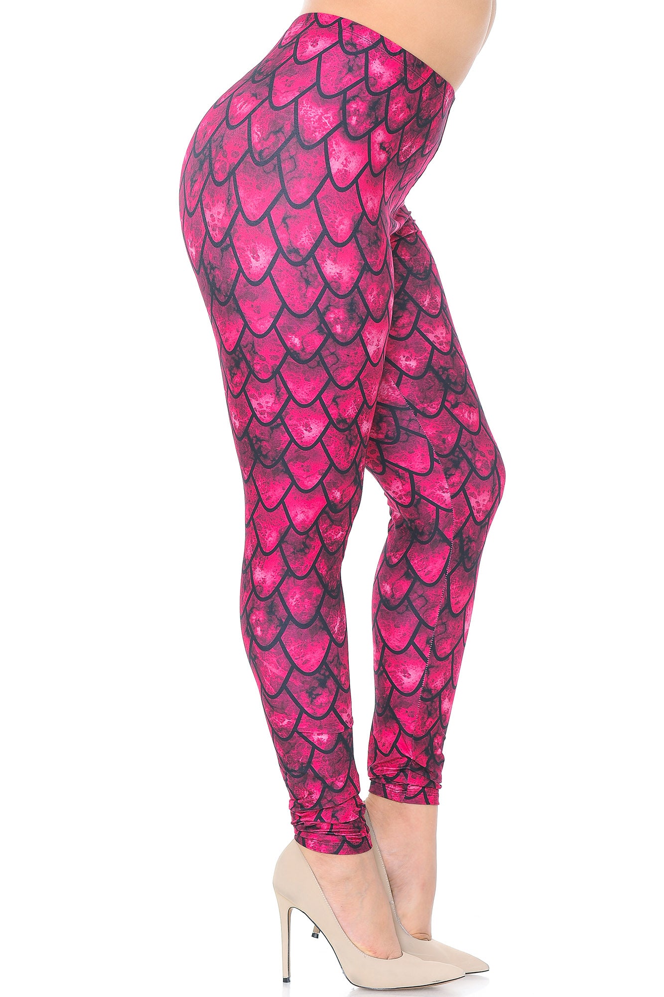 Wholesale Creamy Soft Red Scale Plus Size Leggings - USA Fashion