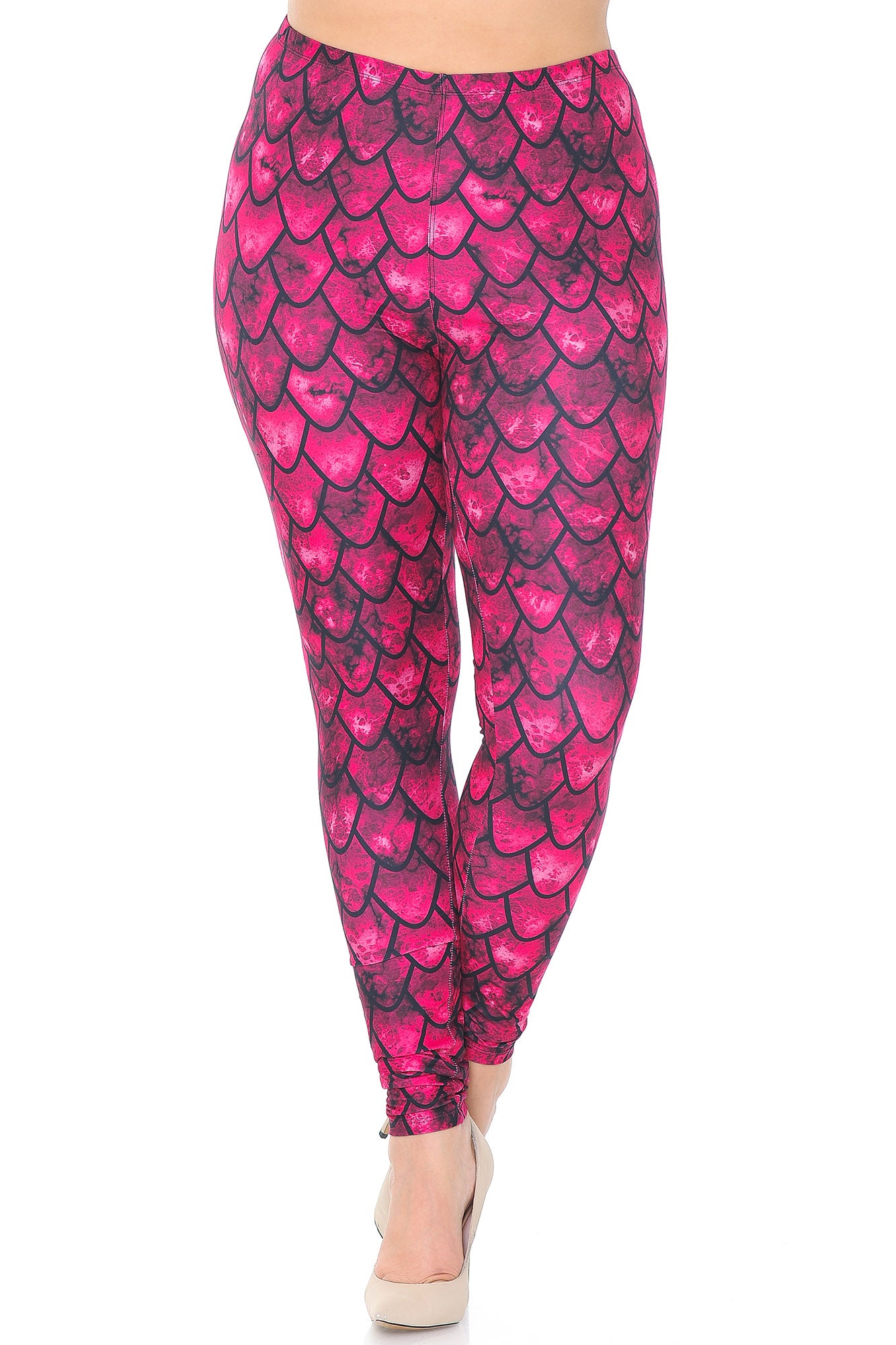 Wholesale Creamy Soft Red Scale Plus Size Leggings - USA Fashion