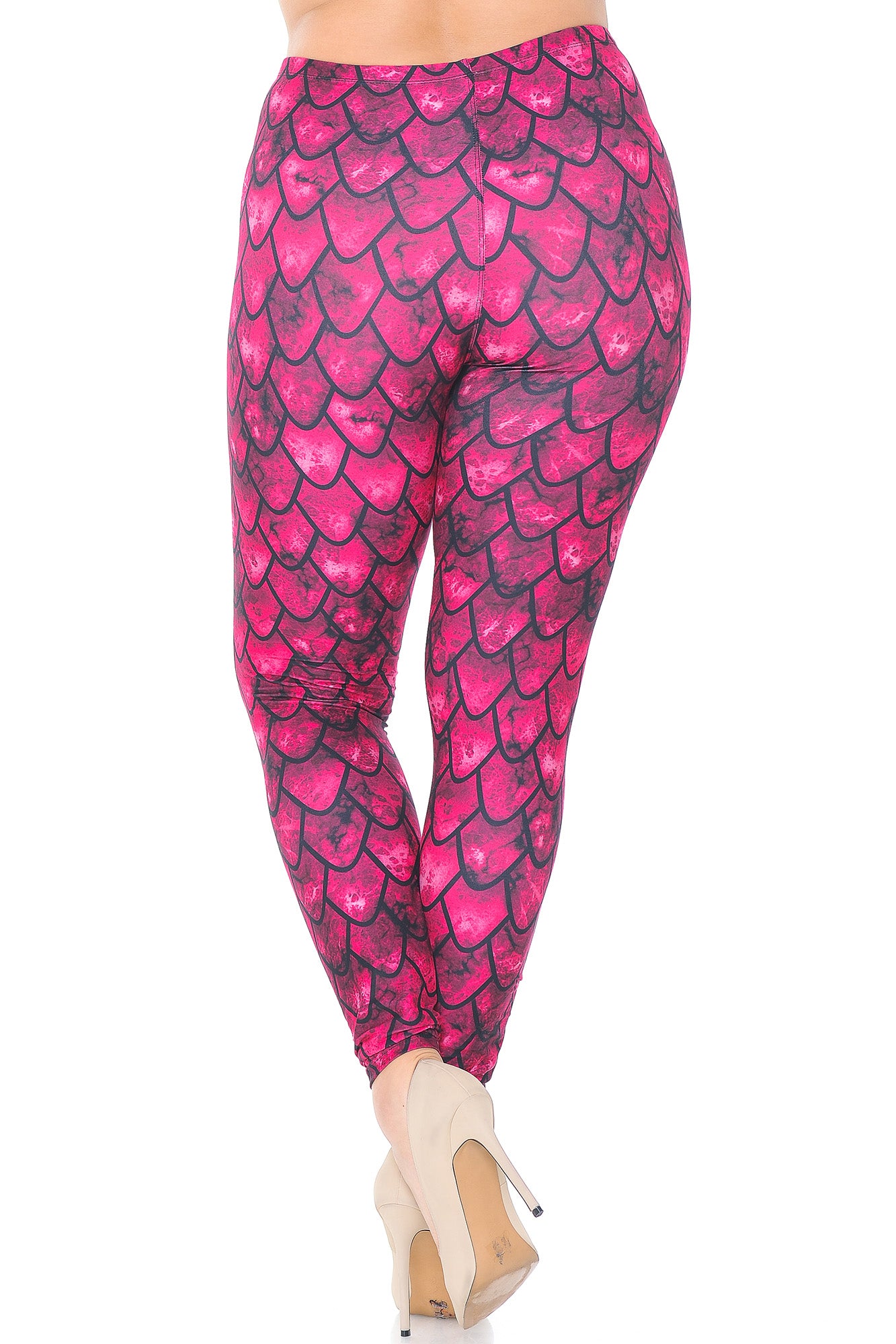 Wholesale Creamy Soft Red Scale Plus Size Leggings - USA Fashion