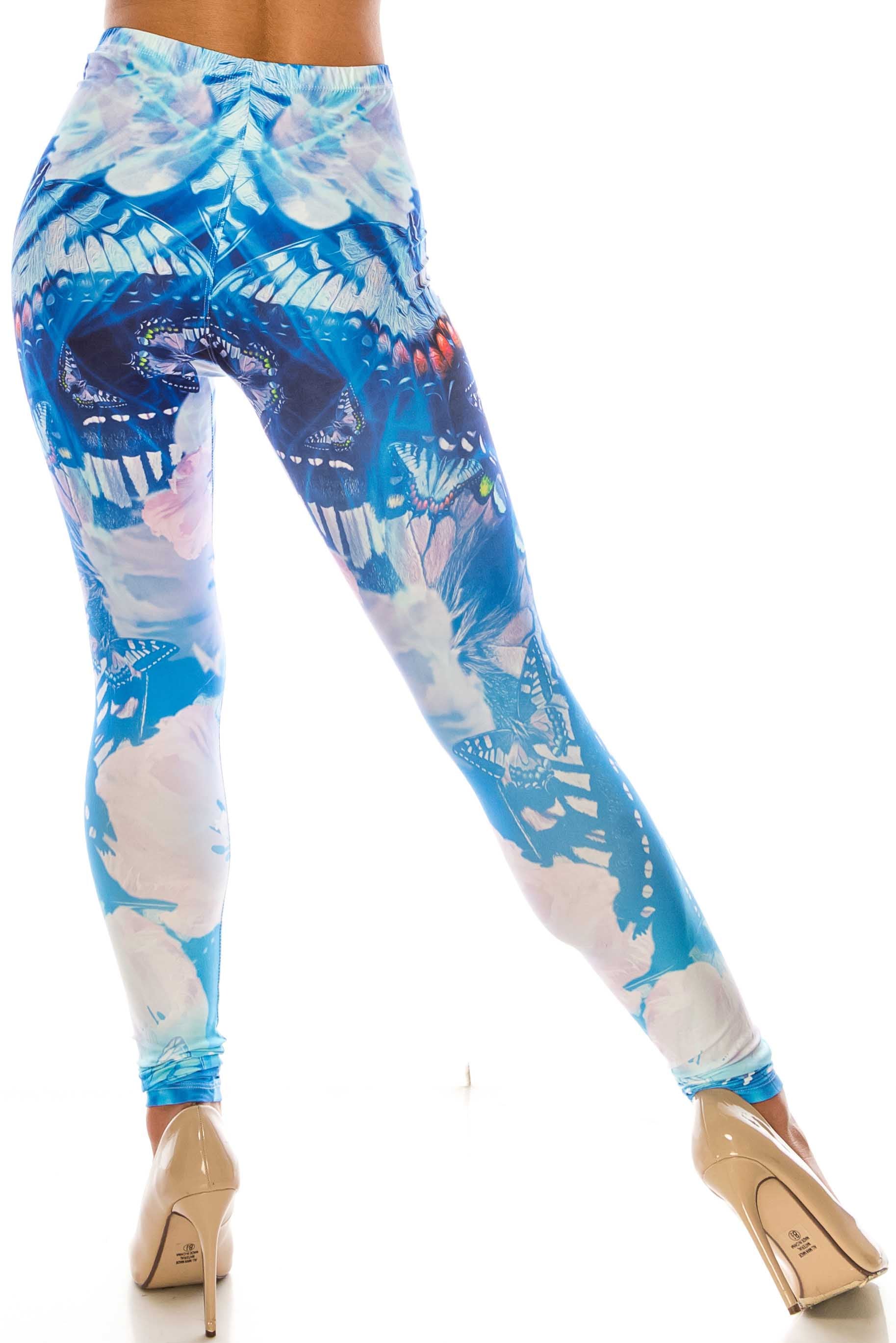 Wholesale Creamy Soft Reflecting Butterflies Plus Size Leggings - USA Fashion