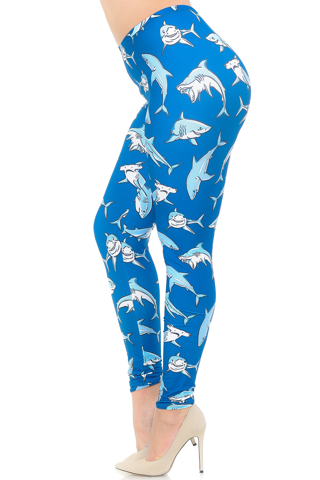 Wholesale Creamy Soft Shark Plus Size Leggings - USA Fashion