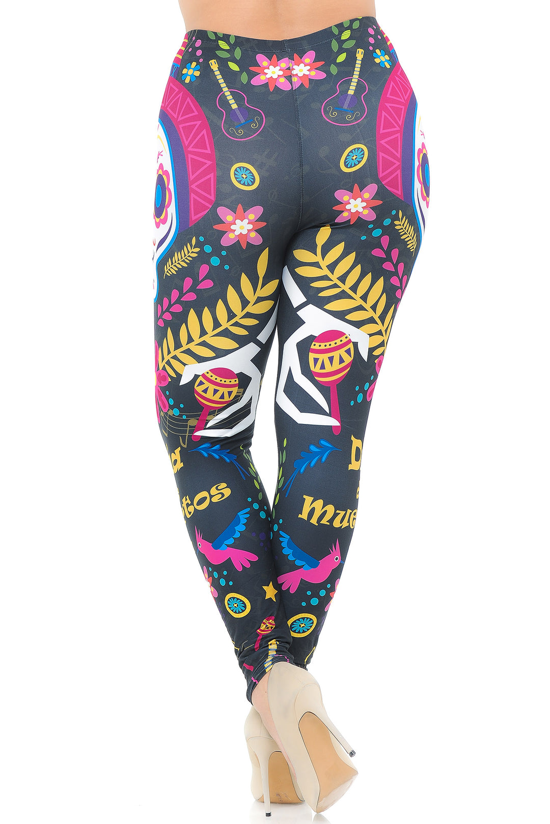 Wholesale Creamy Soft Day of the Dead Plus Size Leggings - USA Fashion