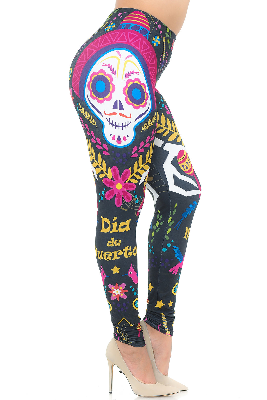 Wholesale Creamy Soft Day of the Dead Plus Size Leggings - USA Fashion