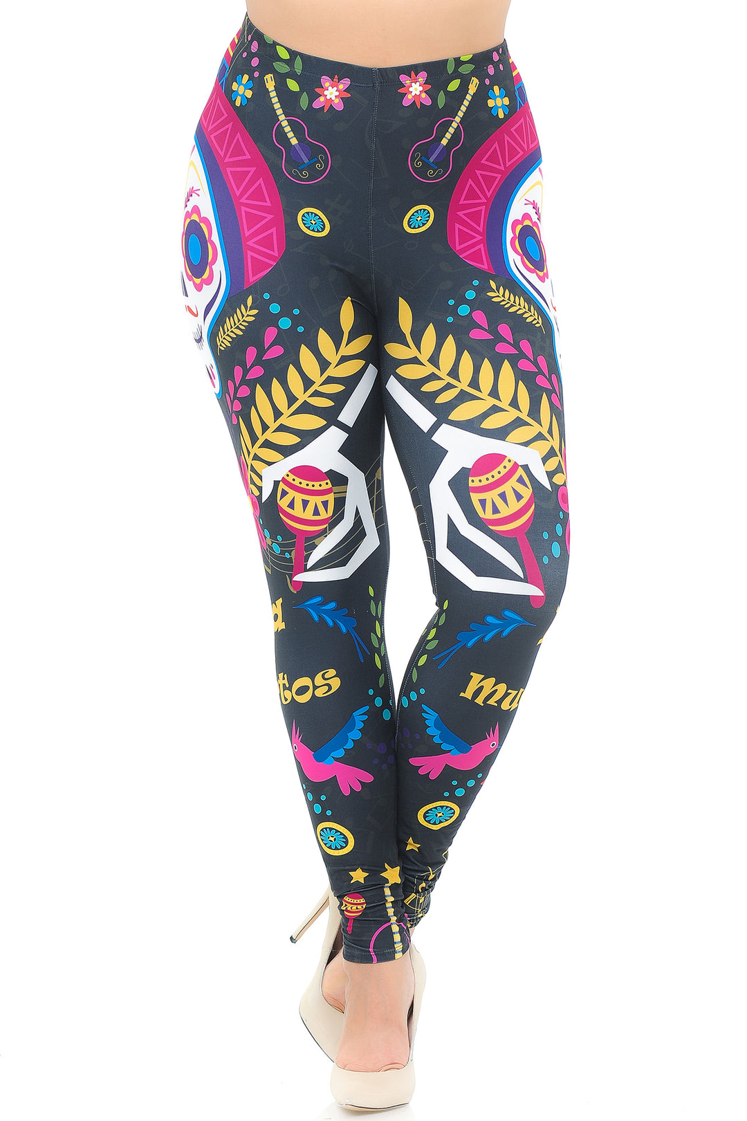 Wholesale Creamy Soft Day of the Dead Plus Size Leggings - USA Fashion