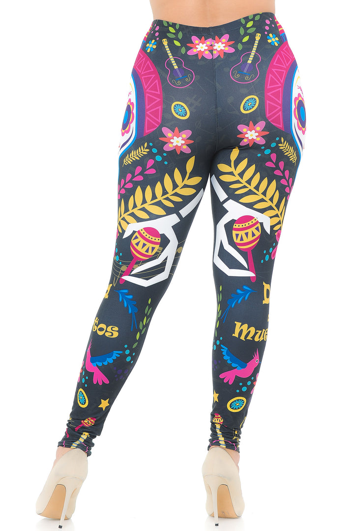 Wholesale Creamy Soft Day of the Dead Plus Size Leggings - USA Fashion