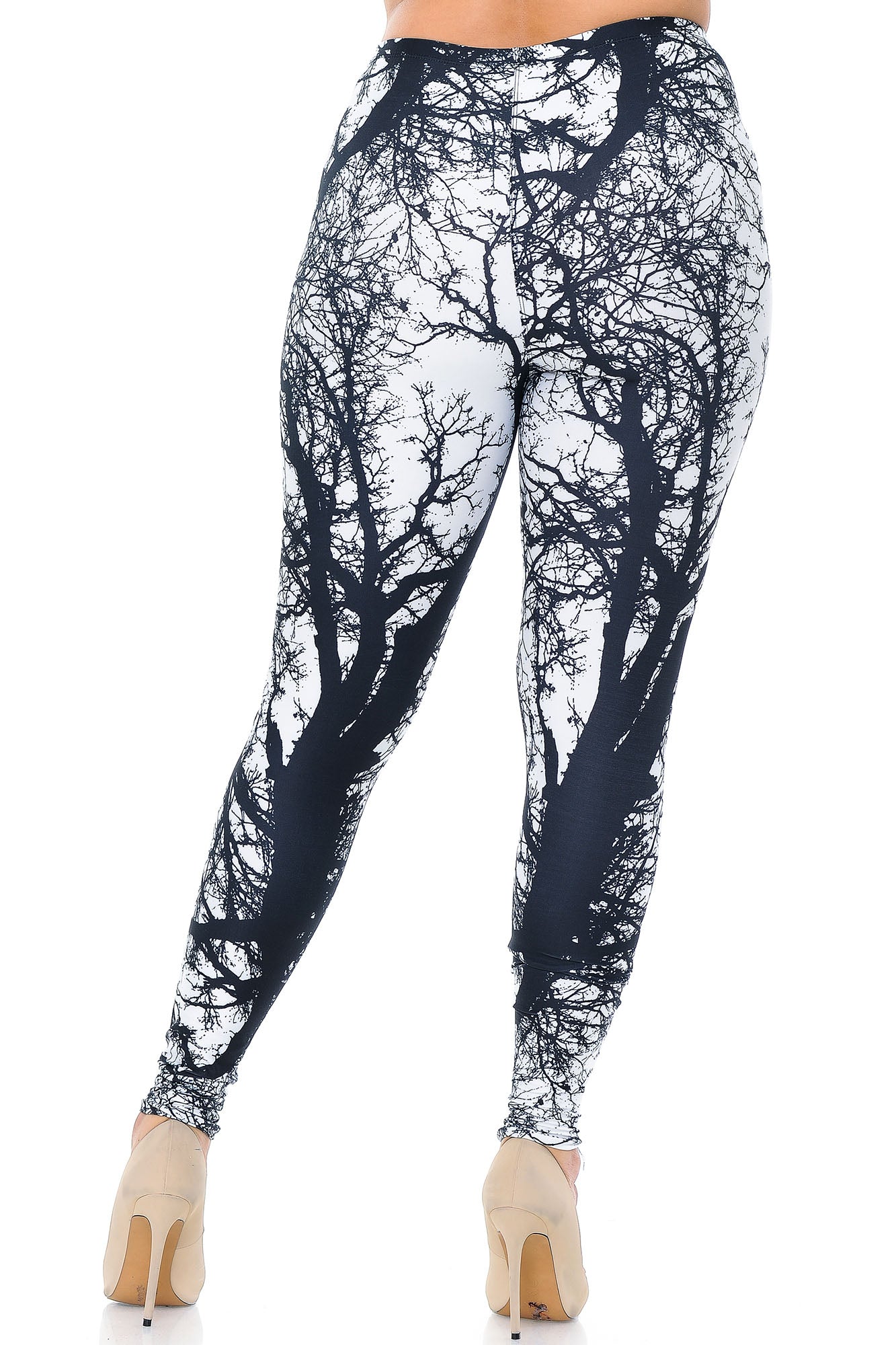 Wholesale Creamy Soft Photo Negative Tree Plus Size Leggings - USA Fashion