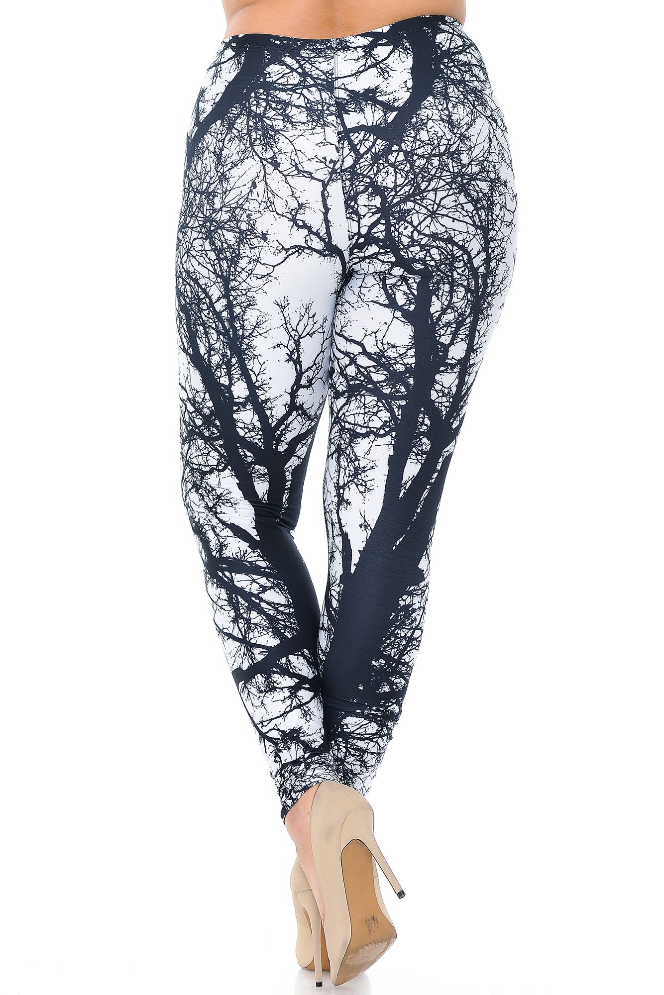 Wholesale Creamy Soft Photo Negative Tree Plus Size Leggings - USA Fashion