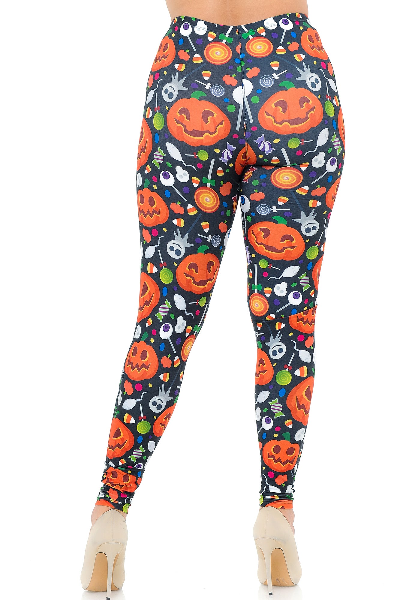 Wholesale Creamy Soft Pumpkins and Halloween Candy Plus Size Leggings - USA Fashion