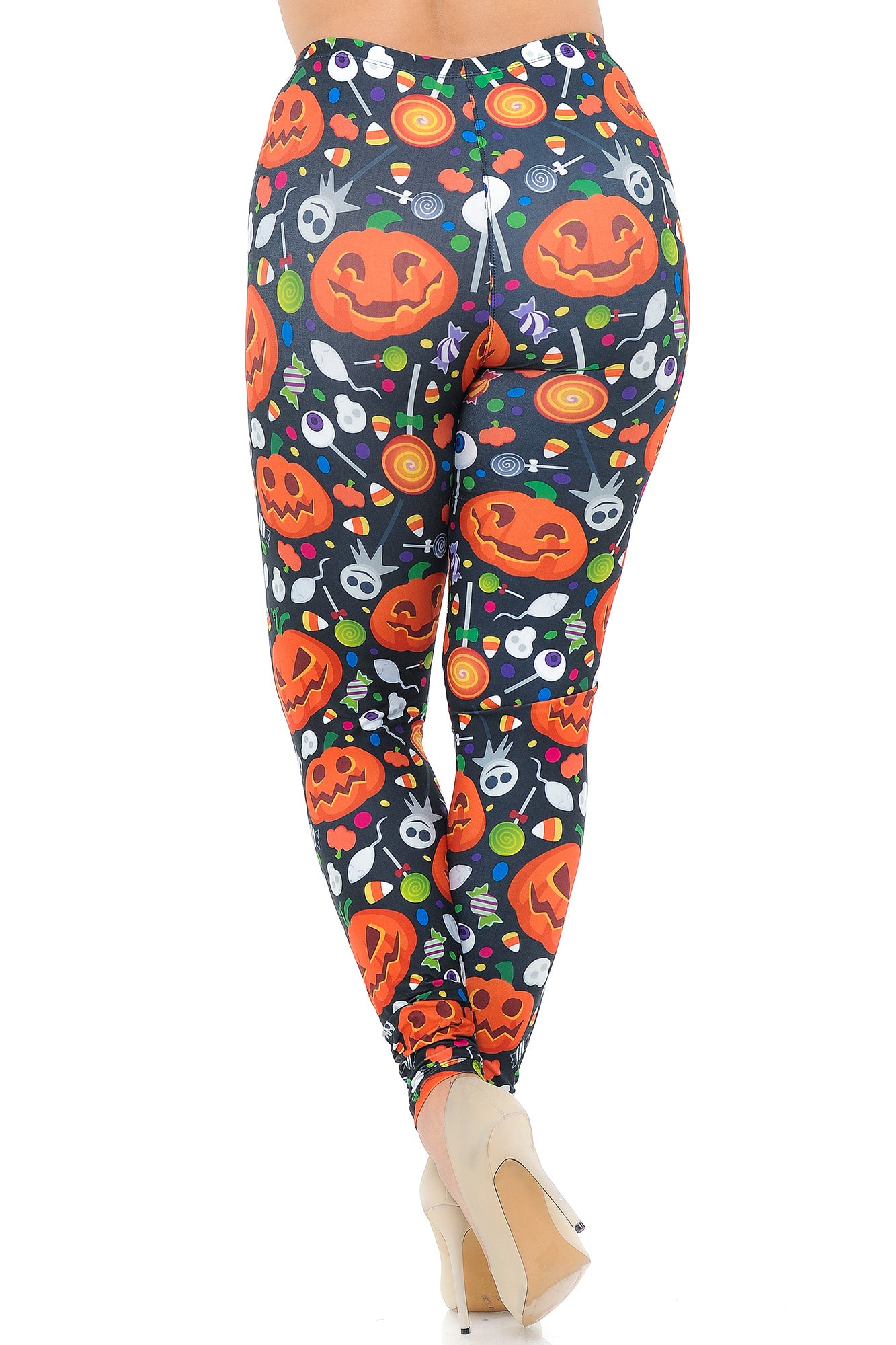 Wholesale Creamy Soft Pumpkins and Halloween Candy Plus Size Leggings - USA Fashion