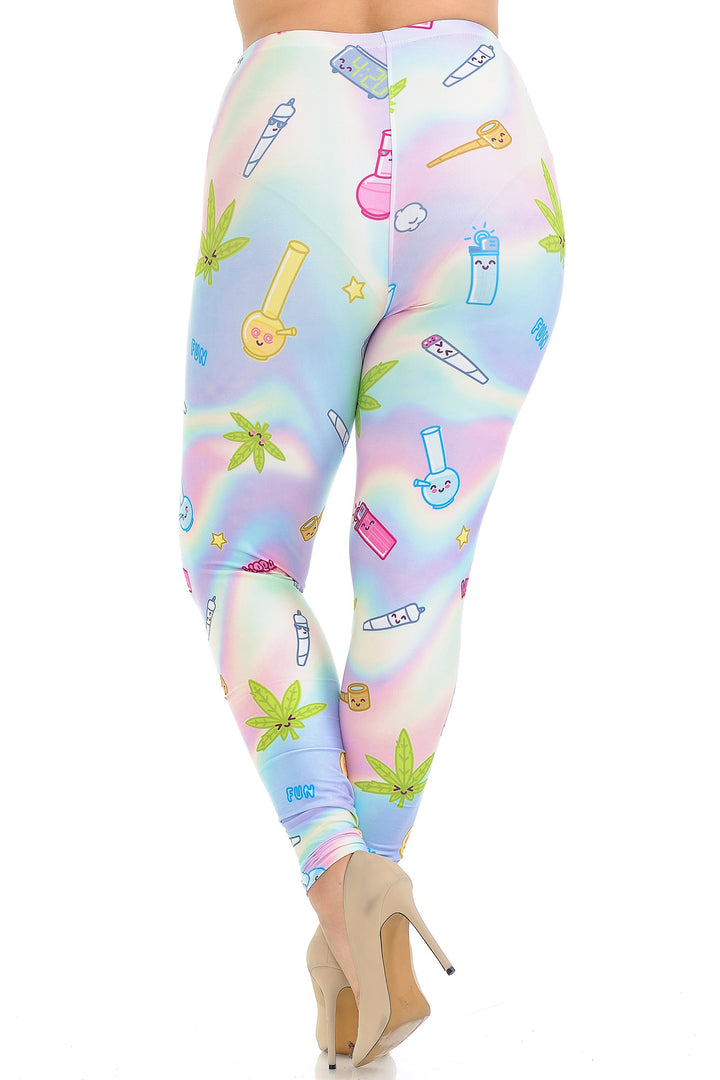 Wholesale Creamy Soft Marijuana Life Plus Size Leggings - USA Fashion