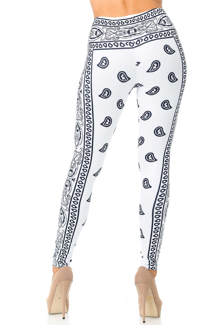 Wholesale Creamy Soft White Bandana Plus Size Leggings - USA Fashion