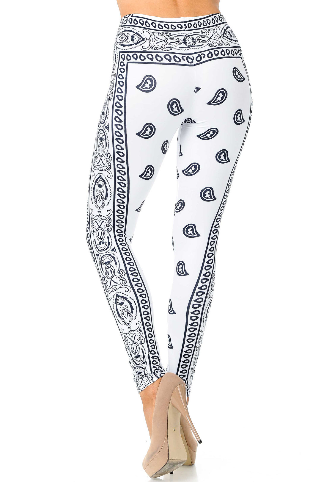 Wholesale Creamy Soft White Bandana Plus Size Leggings - USA Fashion