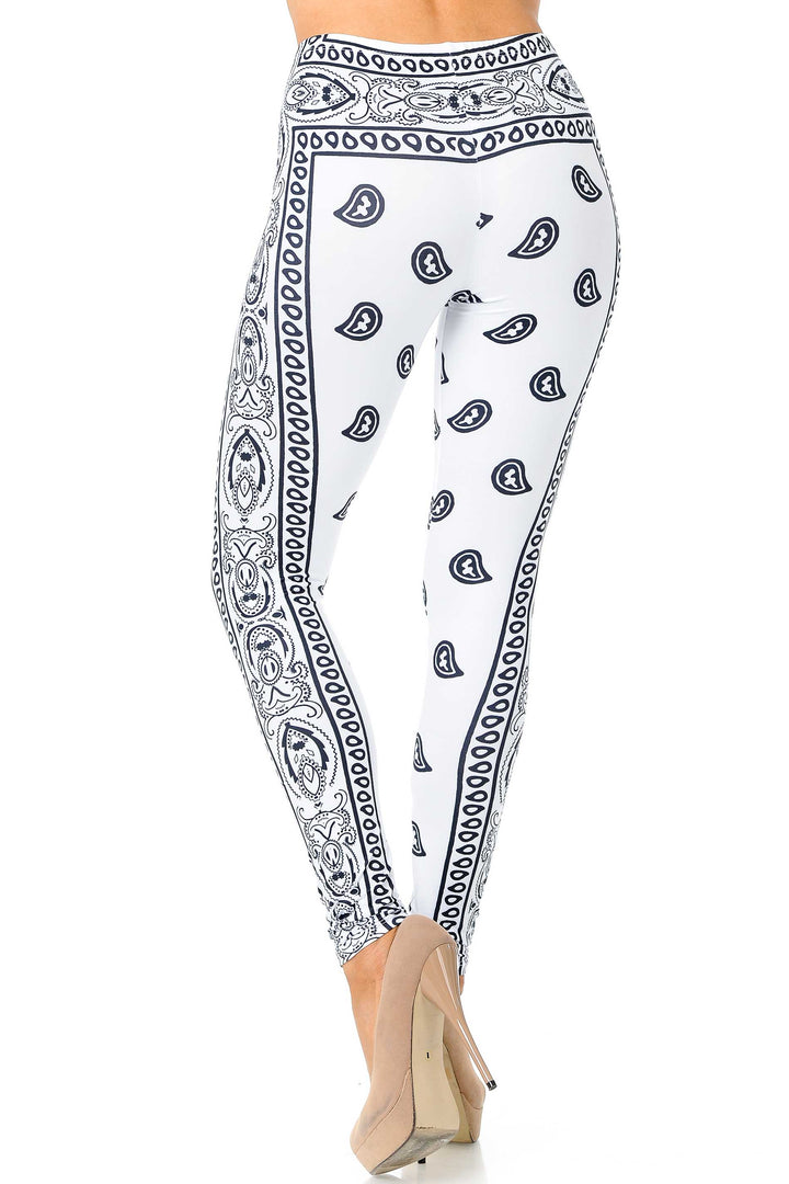 Wholesale Creamy Soft White Bandana Plus Size Leggings - USA Fashion