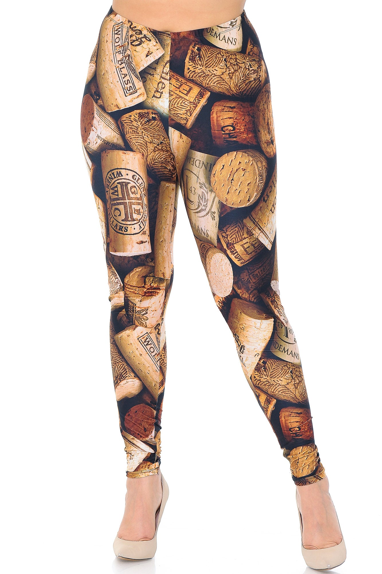 Wholesale Creamy Soft Wine Cork Plus Size Leggings - USA Fashion