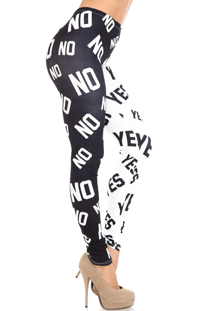 Wholesale Creamy Soft Yes and No Plus Size Leggings - By USA Fashion
