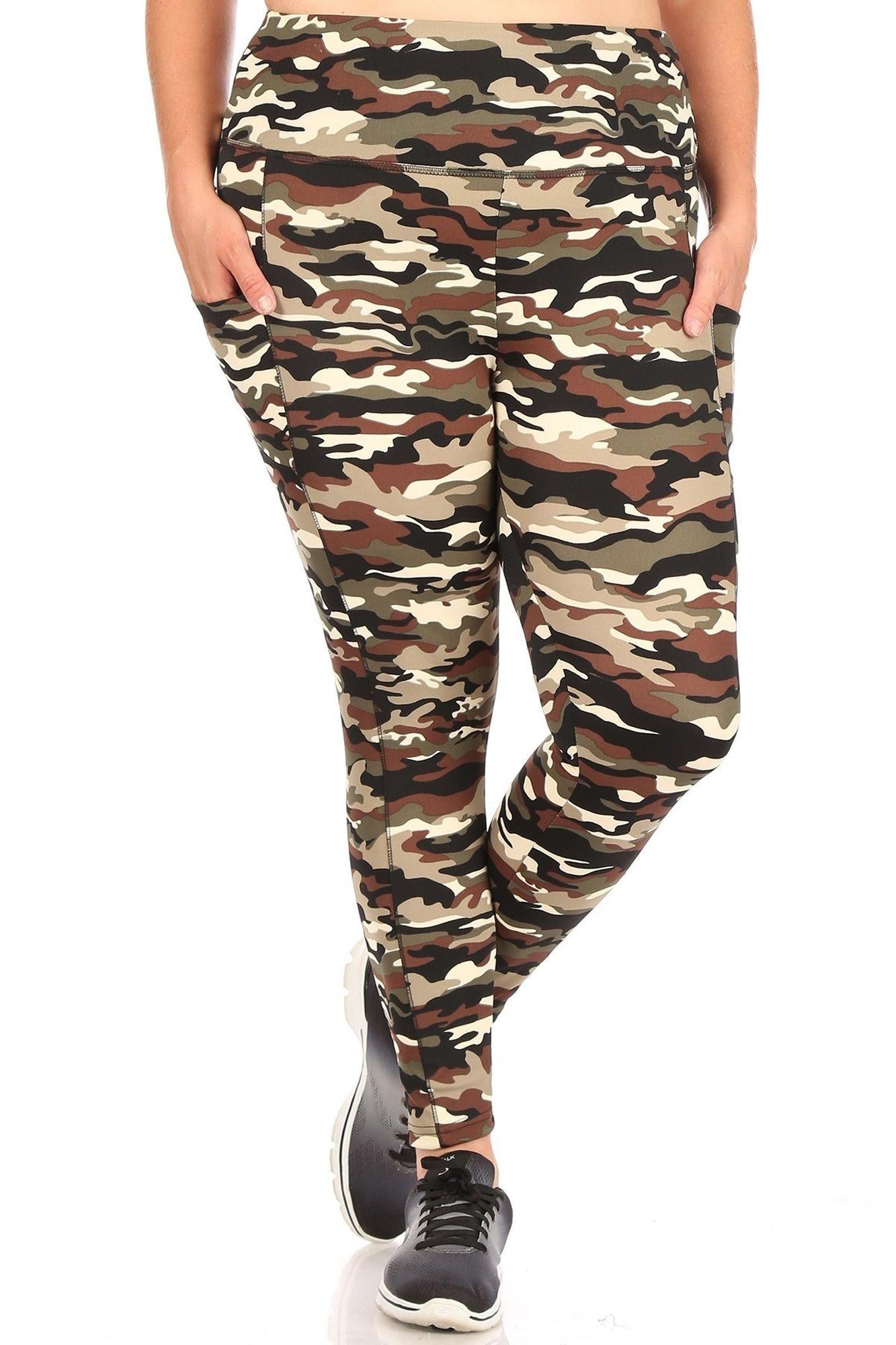 Wholesale Camouflage Sport Plus Size Leggings with Side Pocket