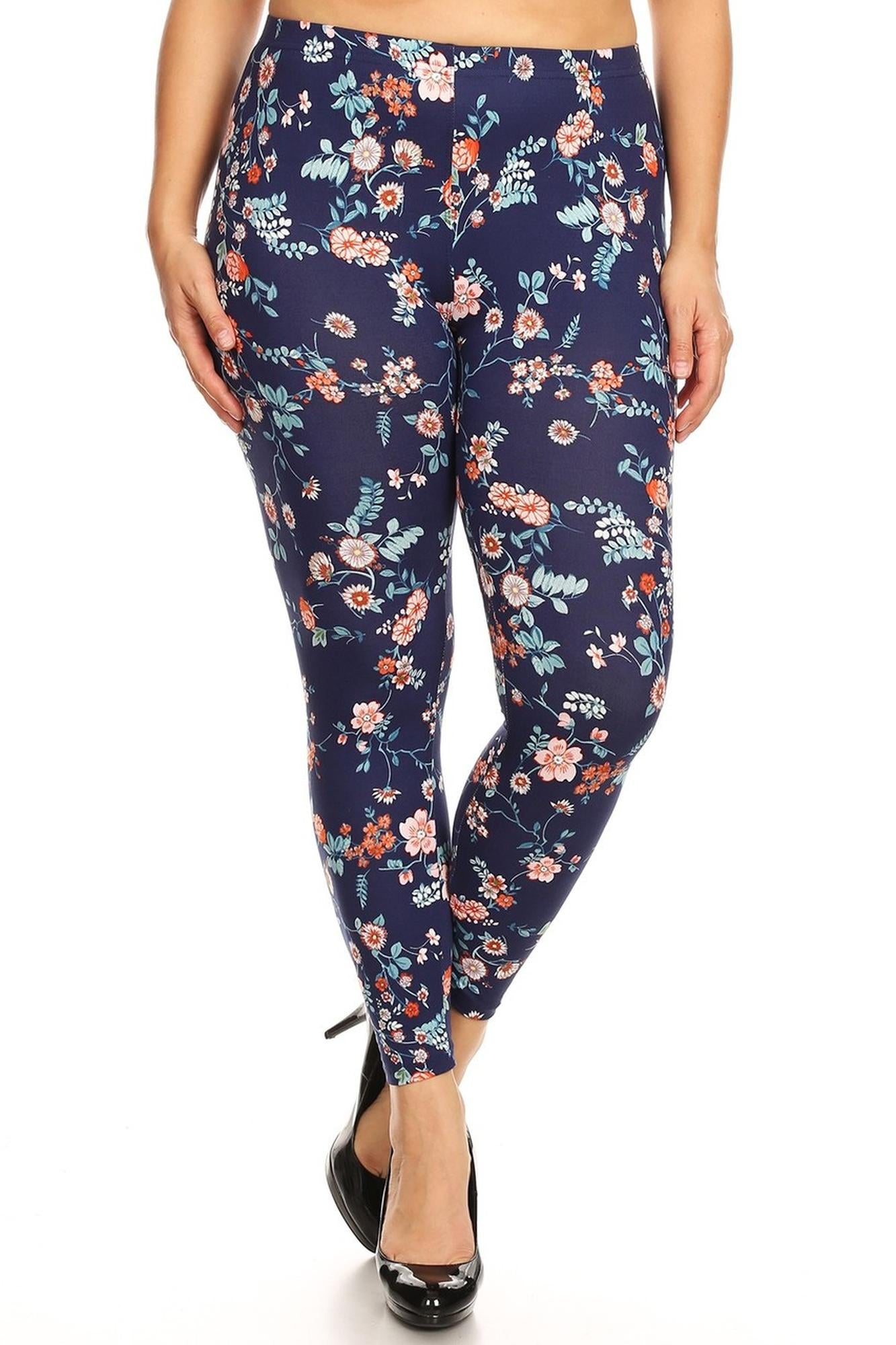 Wholesale Buttery Smooth Spring Asian Floral Plus Size Leggings