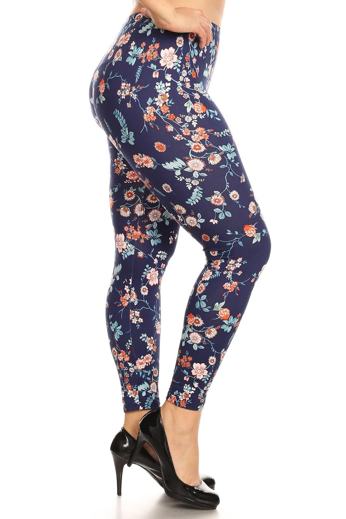 Wholesale Buttery Smooth Spring Asian Floral Plus Size Leggings