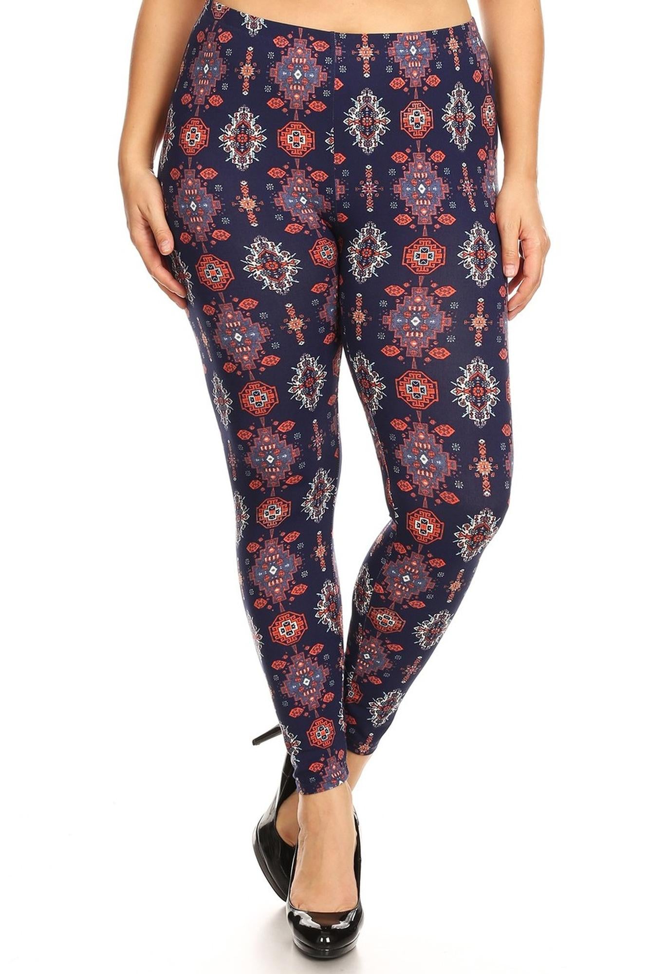Wholesale Buttery Smooth Vertical Mayan Mirage Floral Plus Size Leggings