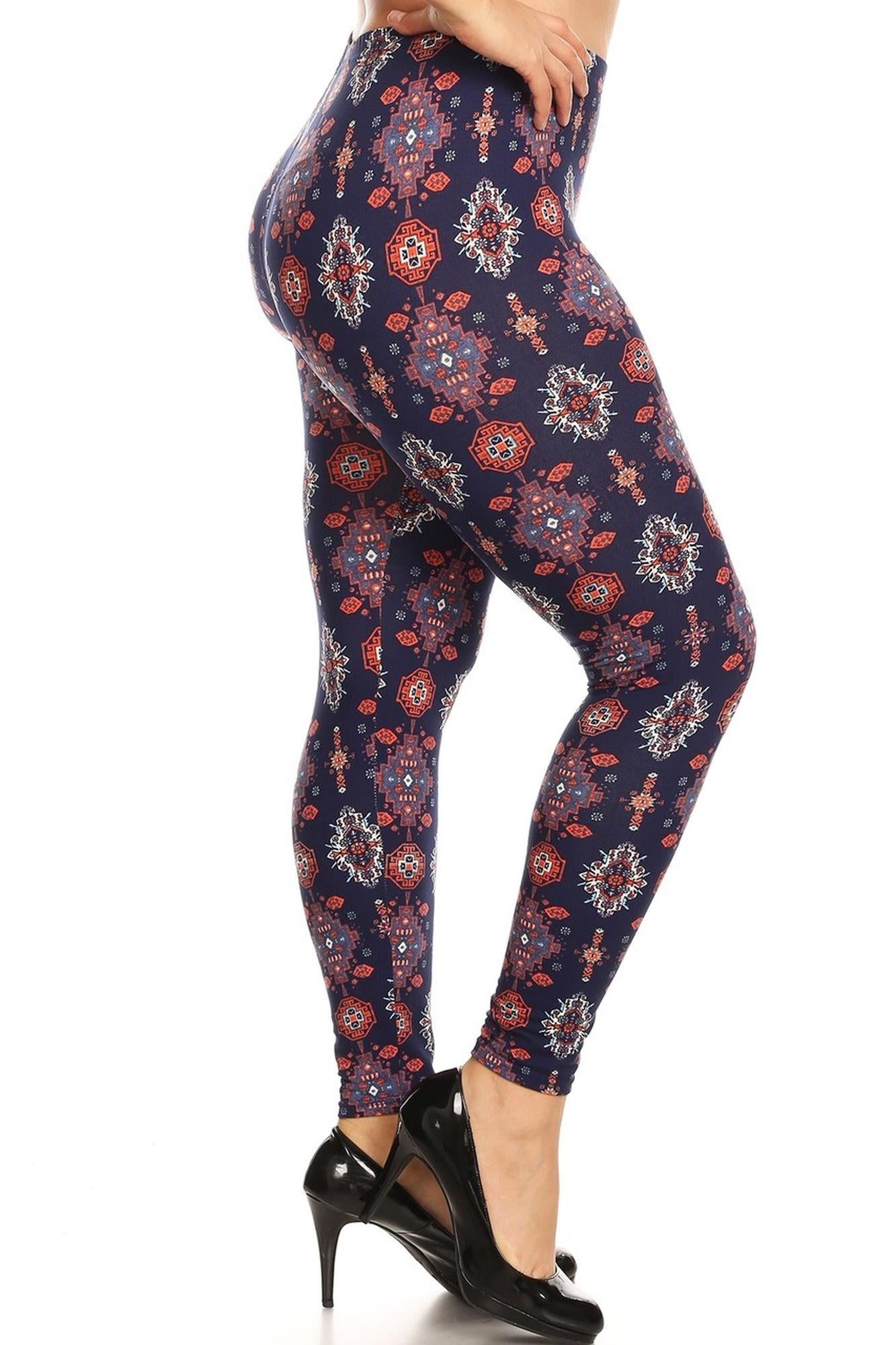 Wholesale Buttery Smooth Vertical Mayan Mirage Floral Plus Size Leggings