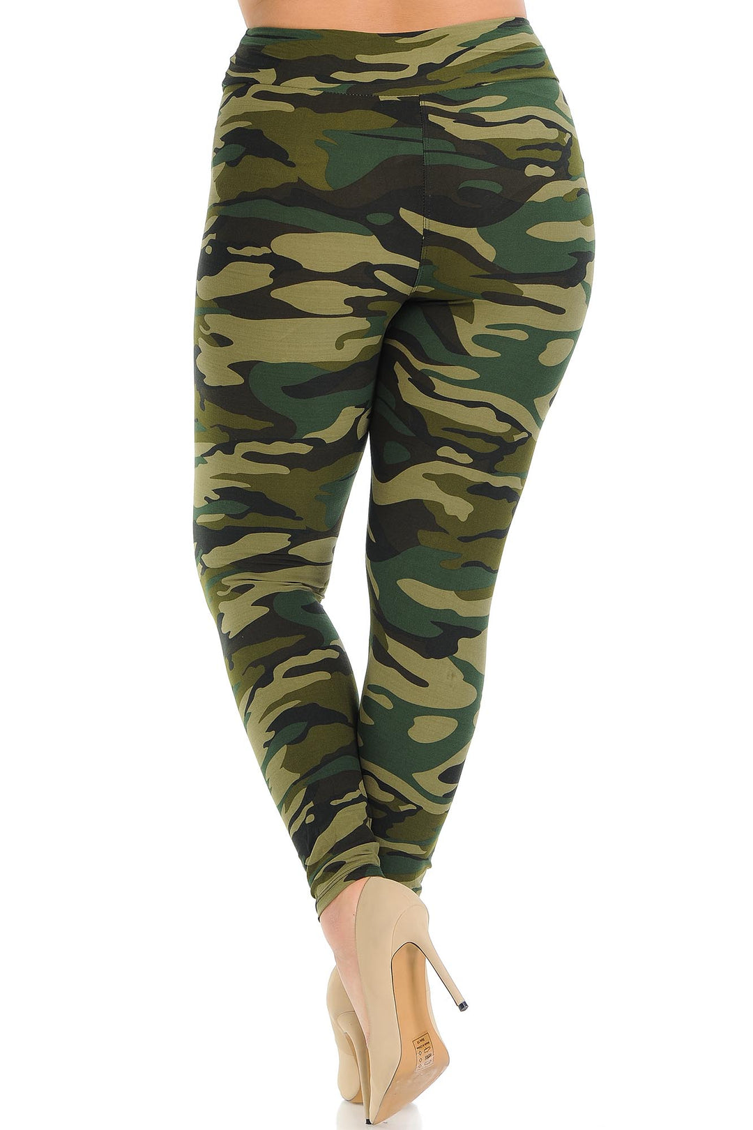Wholesale Buttery Smooth Green Camouflage High Waisted Plus Size Leggings - EEVEE