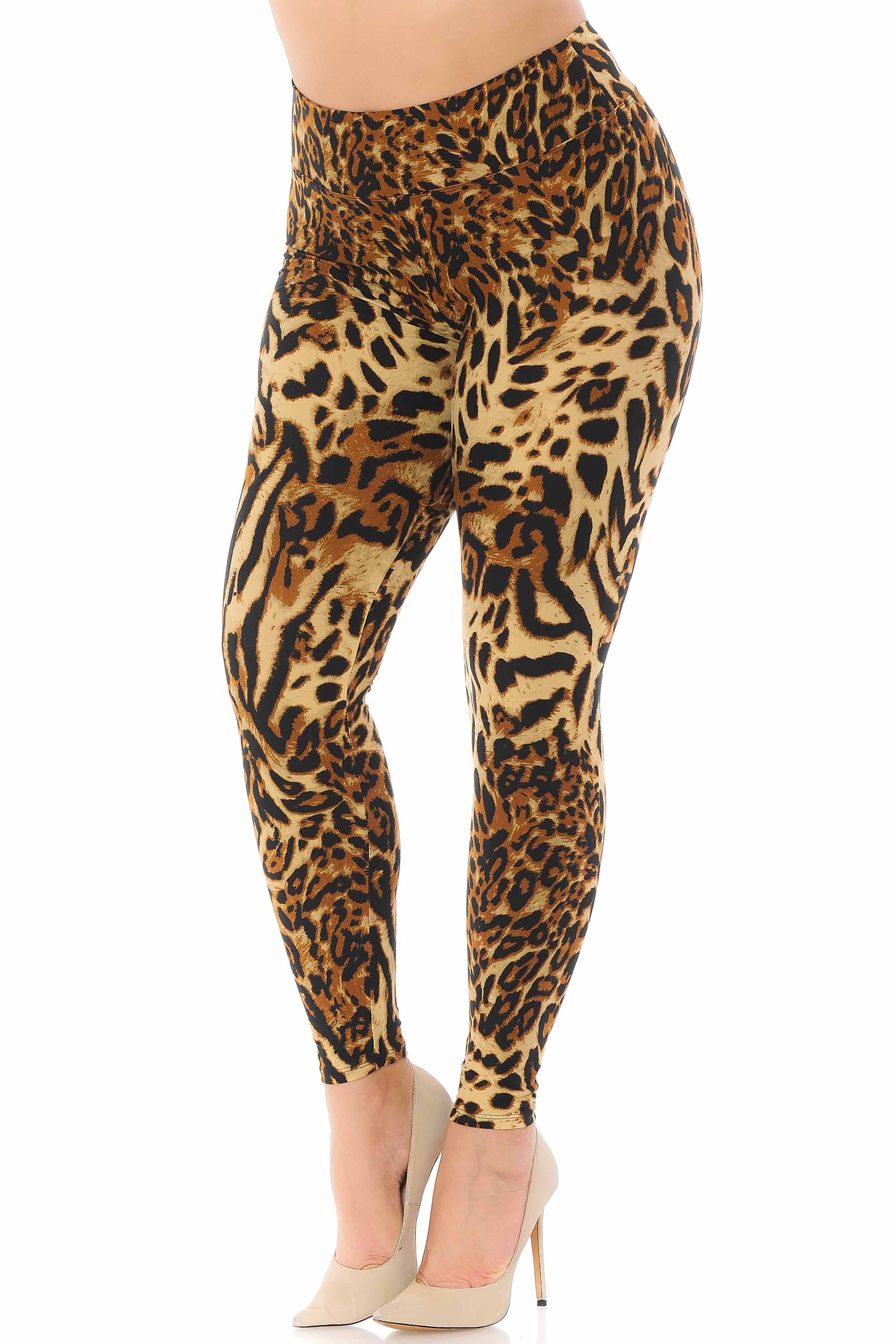 Wholesale Buttery Smooth Predator Leopard High Waisted Plus Size Leggings