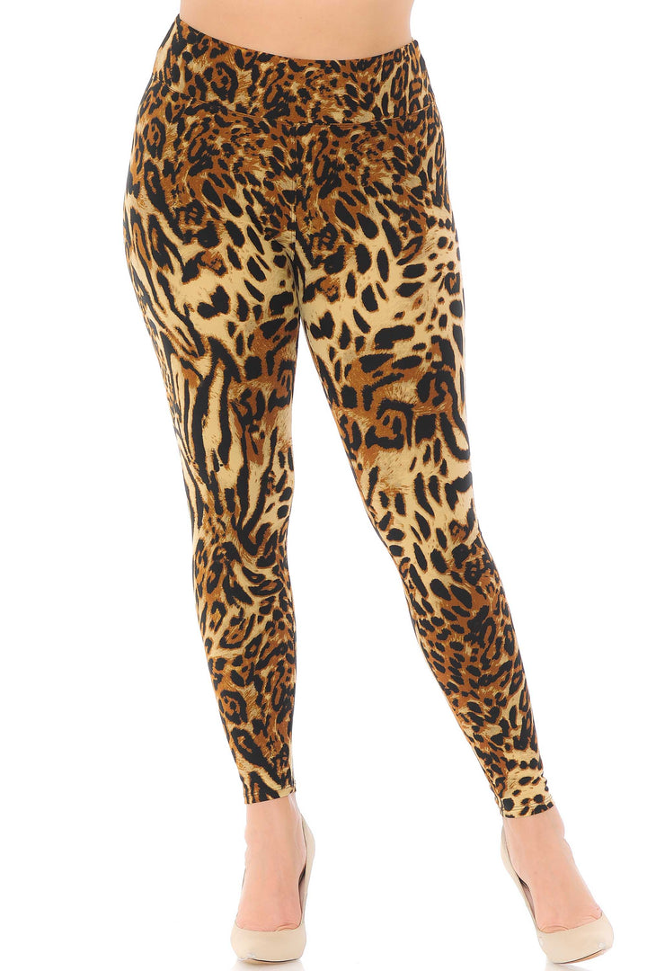 Wholesale Buttery Smooth Predator Leopard High Waisted Plus Size Leggings