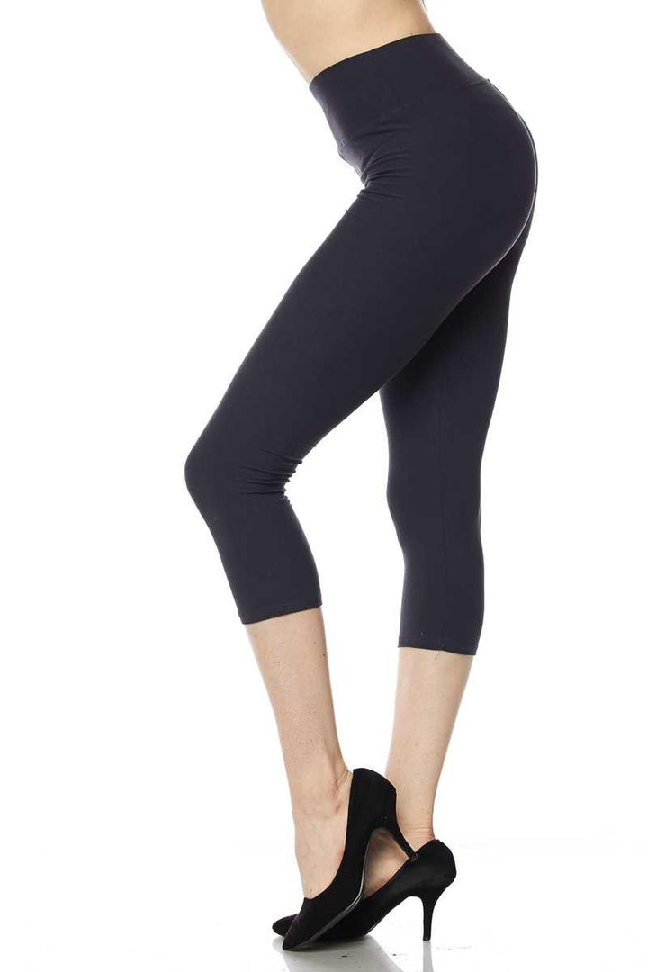 Wholesale Buttery Smooth Basic Solid High Waisted Capris - 3 Inch - New Mix