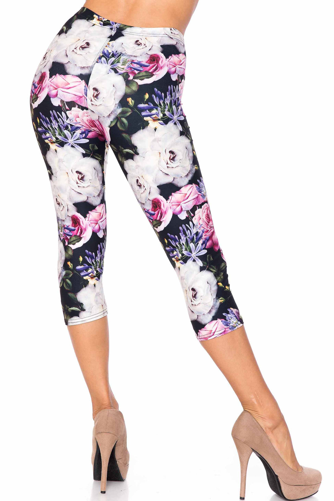 Wholesale Creamy Soft Floral Garden Bouquet Capris - USA Fashion