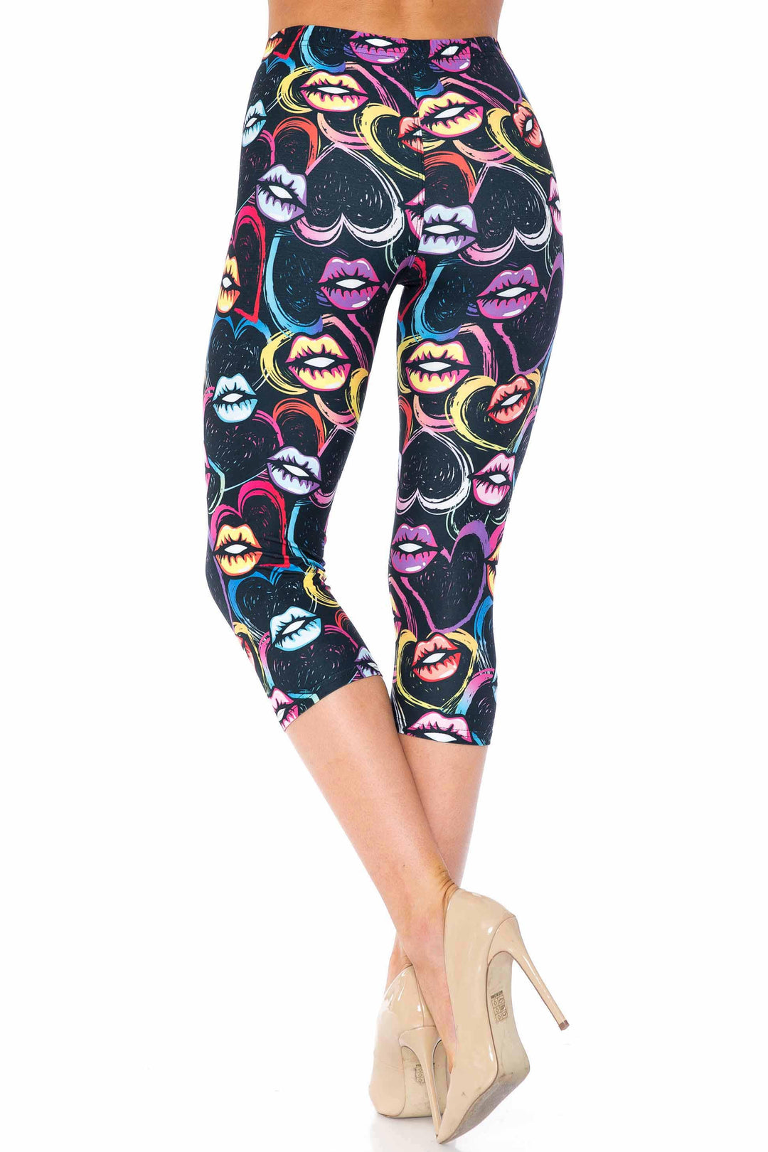 Wholesale Creamy Soft Colorful Lips and Hearts Capris - USA Fashion